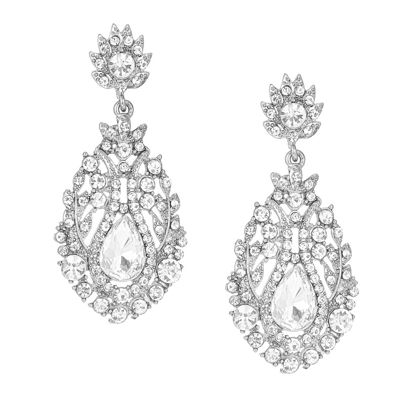 Bridal Crystal Statement Earrings Style 04