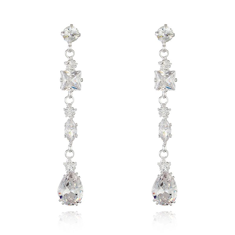 Bridal Crystal Teardrop Drop Earrings Style 03