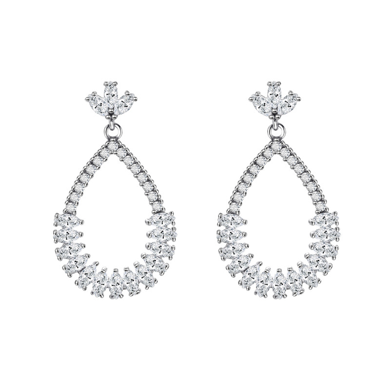 Bridal Crystal Teardrop Drop Earrings Style 04
