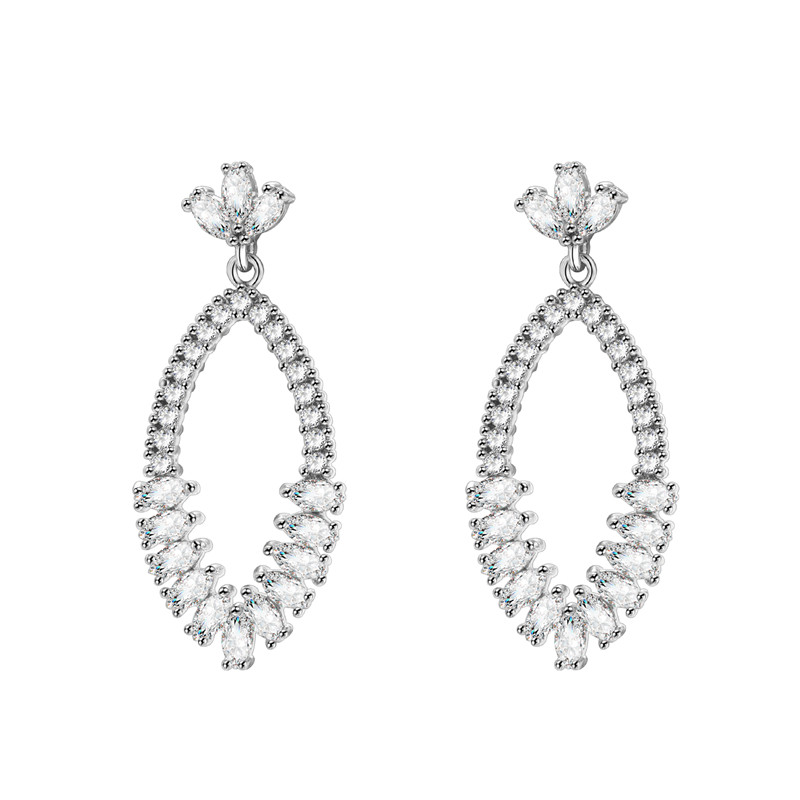 Bridal Crystal Teardrop Drop Earrings Style 05