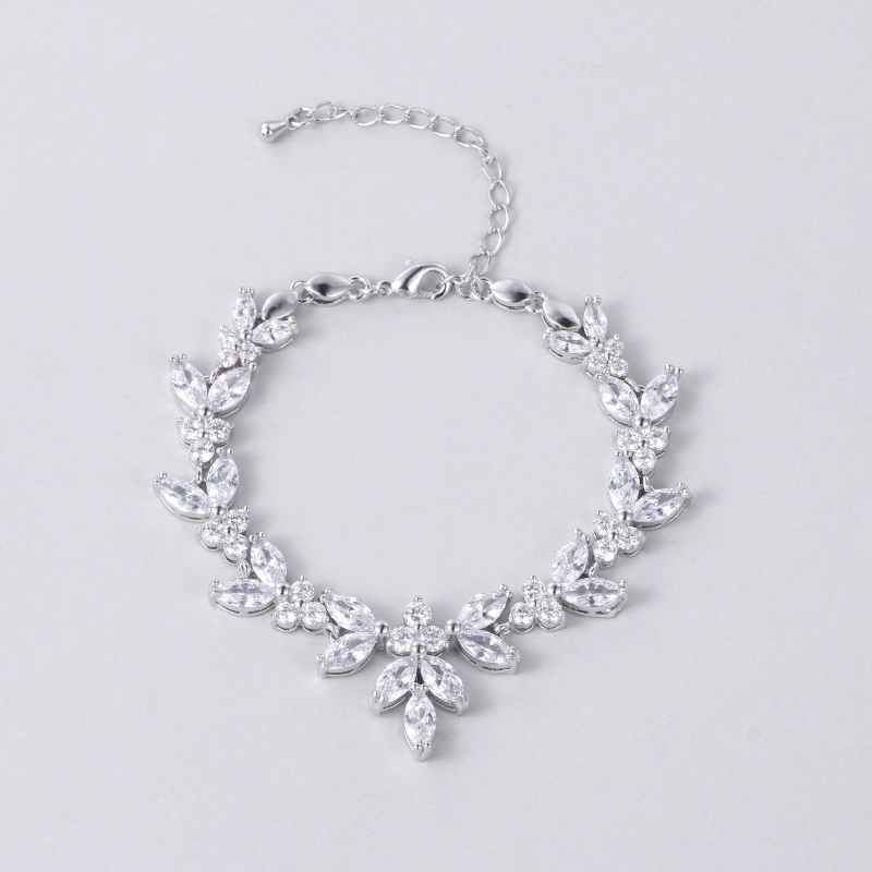 Bridal Leaf Crystal Clasp Bracelet