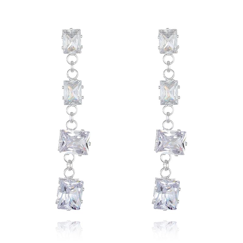 Bridesmaid Crystal Square Drop Earrings