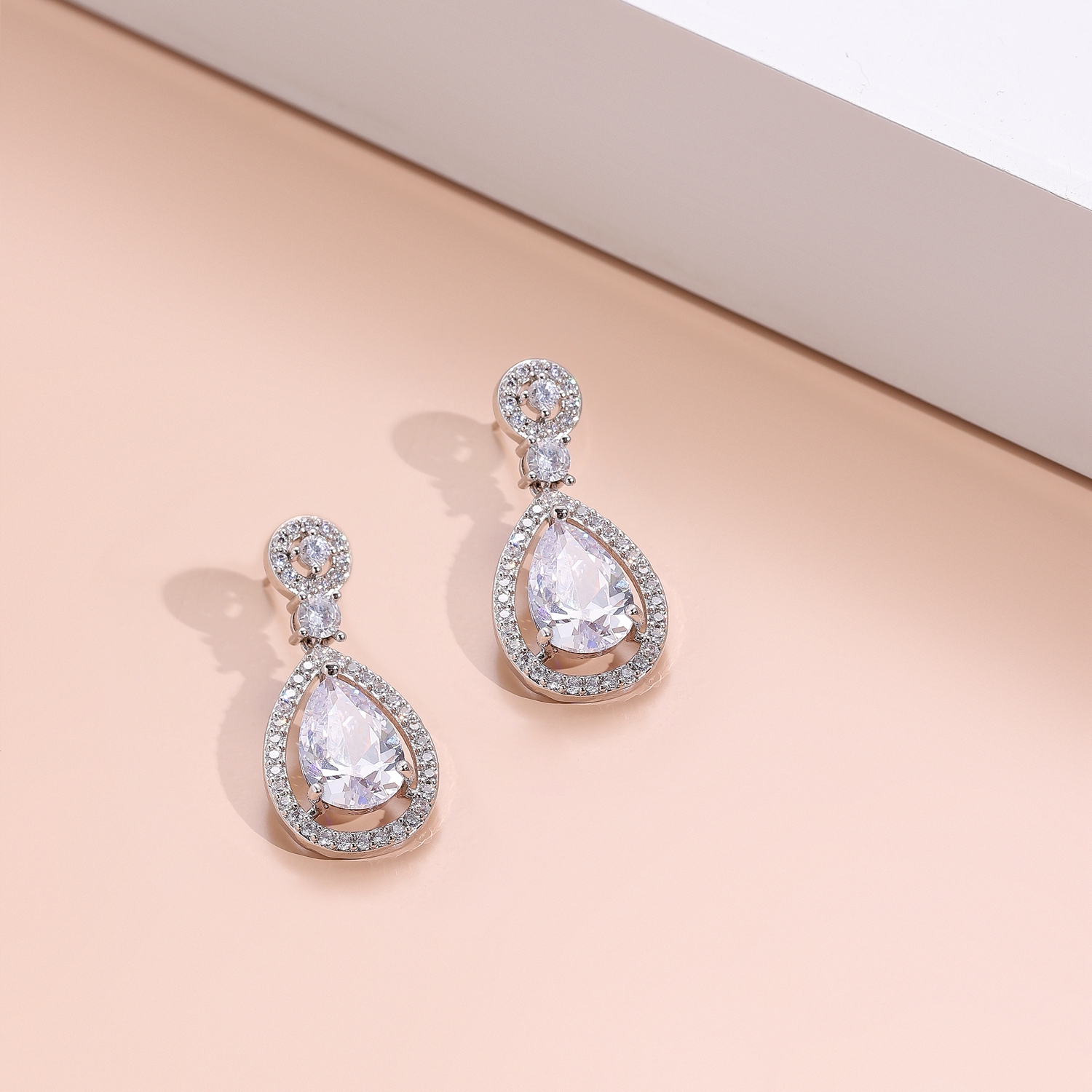 Bridesmaid Crystal Teardrop Drop Earrings Style 03