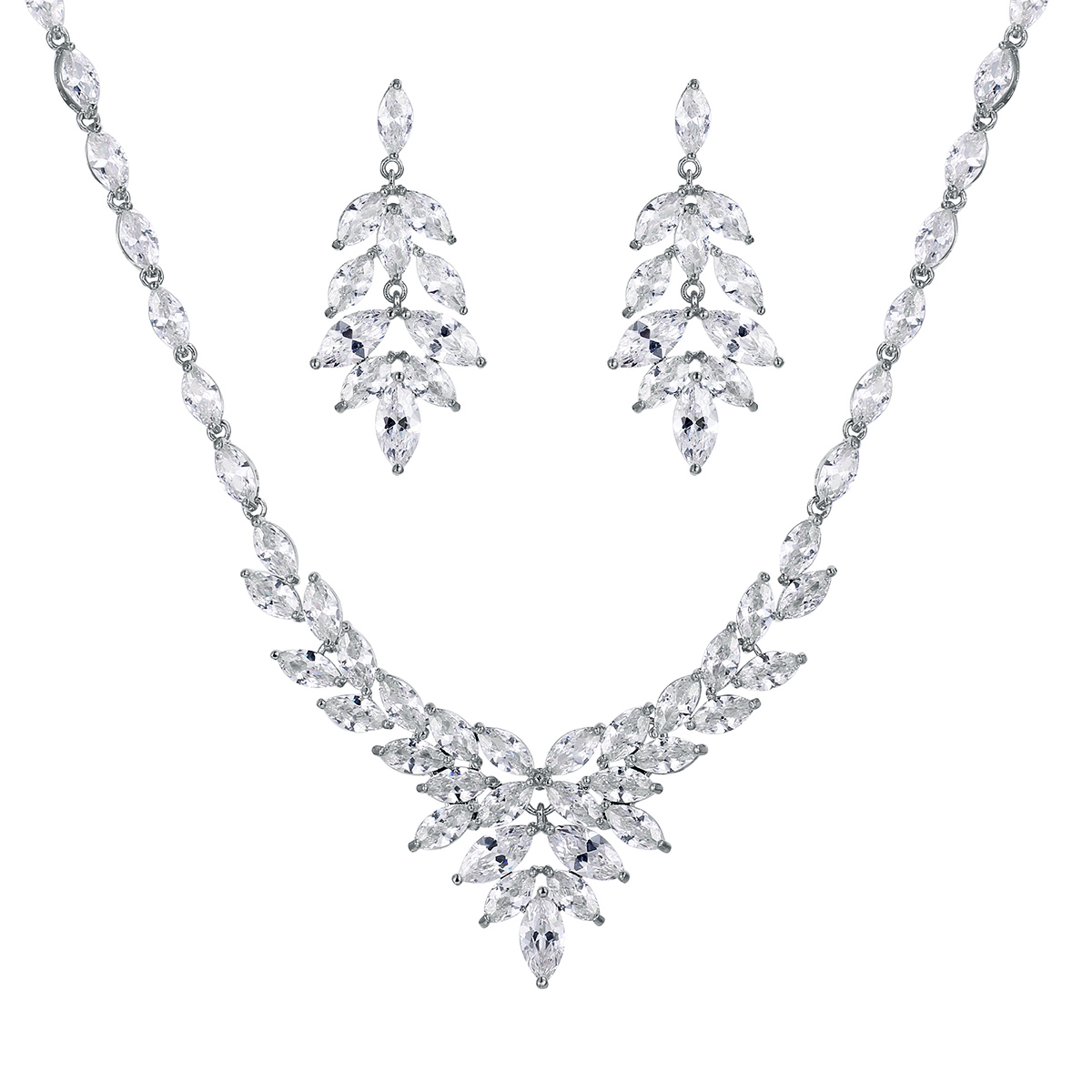 Classic White Leaf Bridal Set