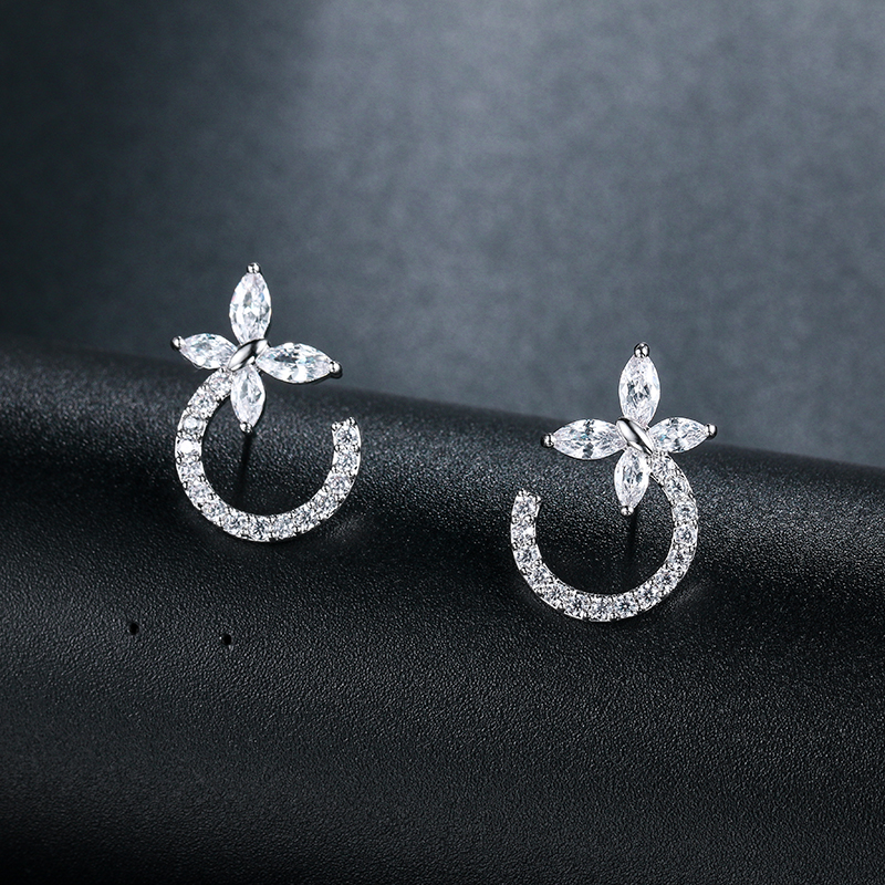 Cocktail Crystal Floral Earrings