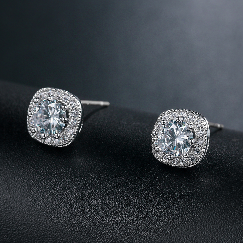 Cocktail Crystal Square Stud Earrings