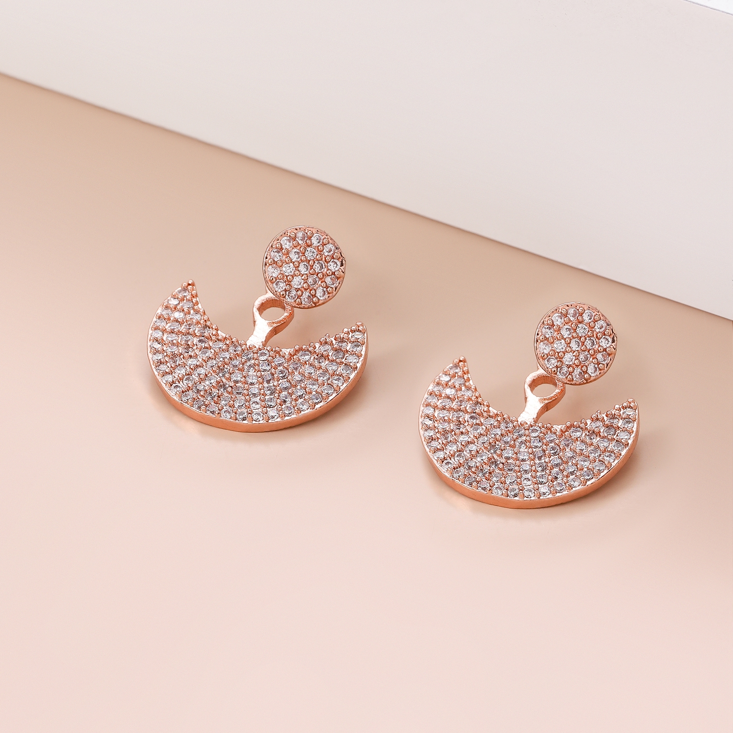 Cocktail Rose Gold Fan Statement Earrings