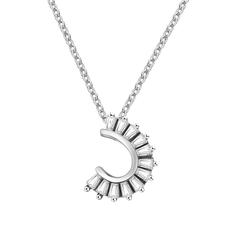 Crescent Baguette Necklace Set