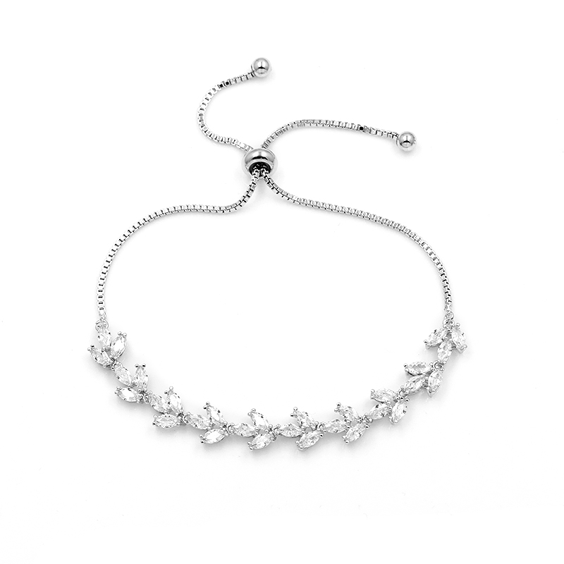 Delicate Leaf Crystal Bracelet
