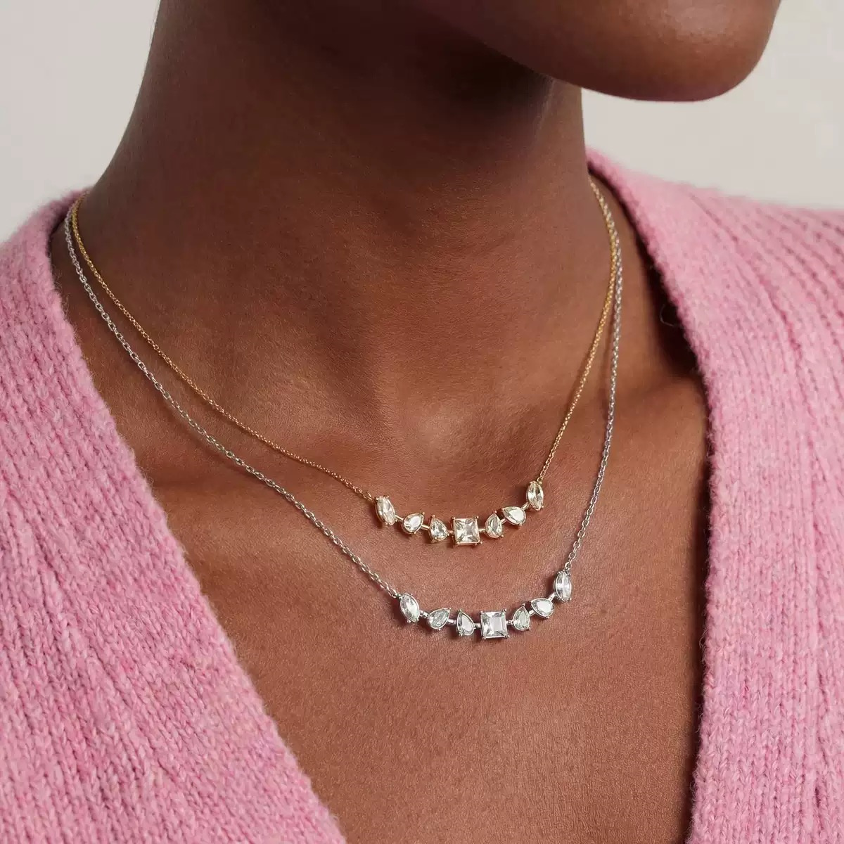 Double Layer CZ Bridesmaid Necklace