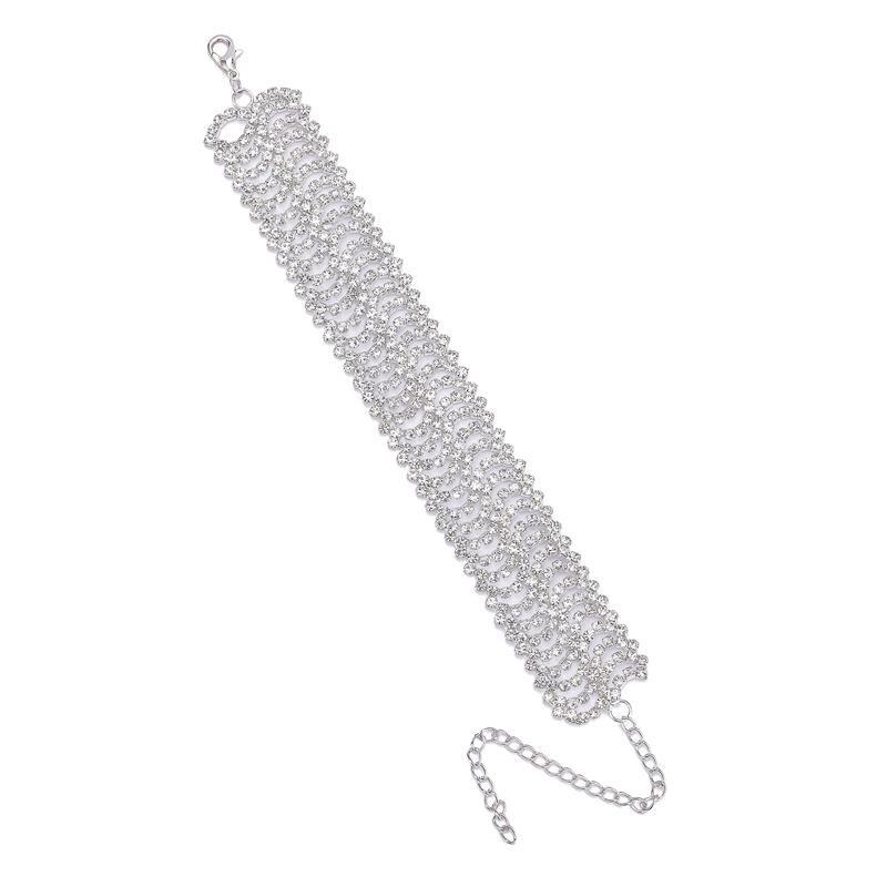 Floral Pattern Crystal Cuff