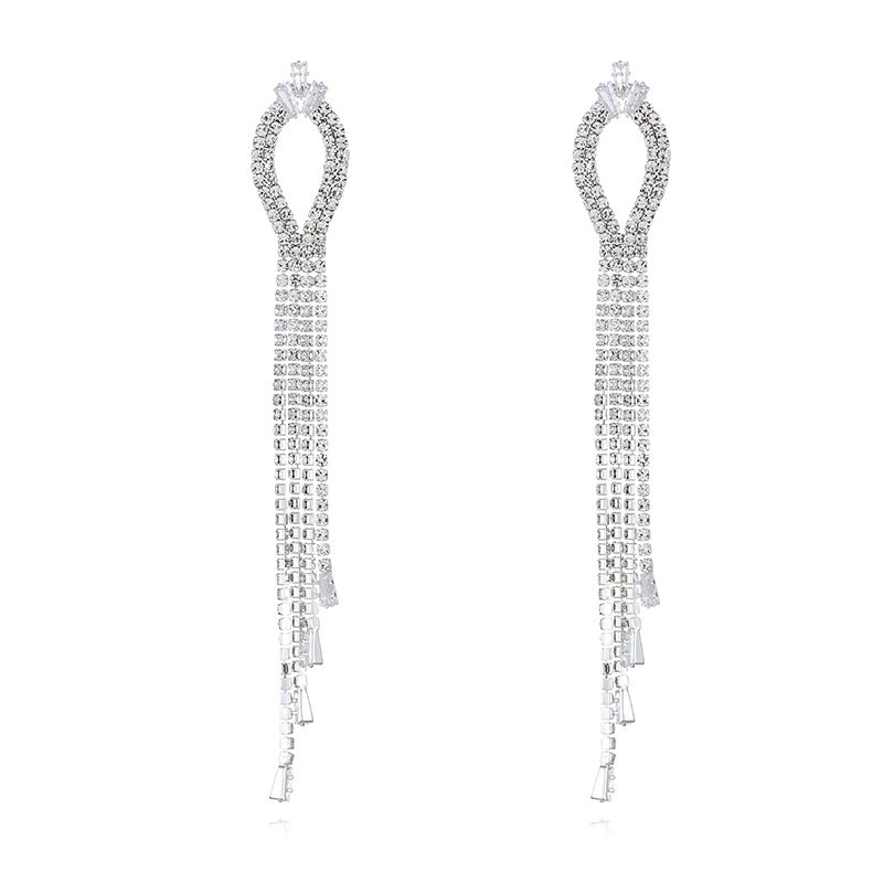 Formal Crystal Tassel Statement Tassel Earrings Style 01