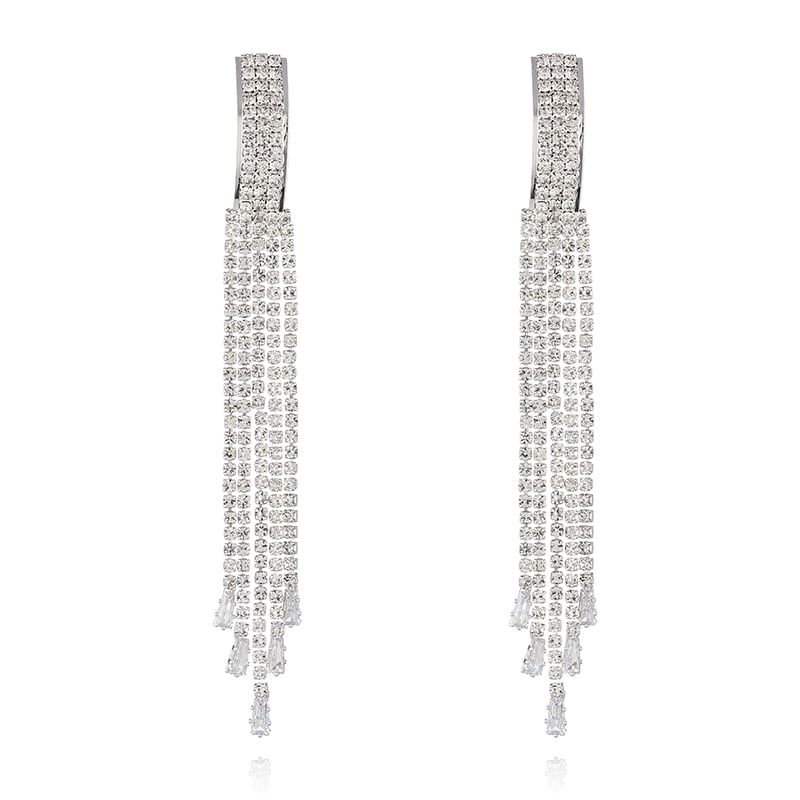 Formal Crystal Tassel Statement Tassel Earrings Style 02