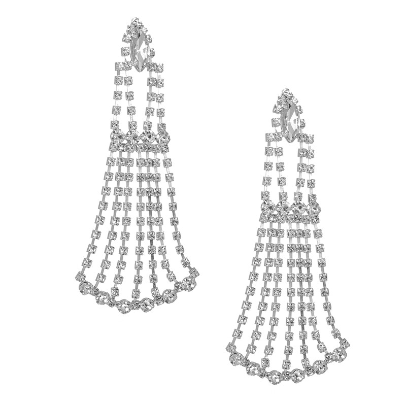 Formal Crystal Tassel Statement Tassel Earrings Style 03