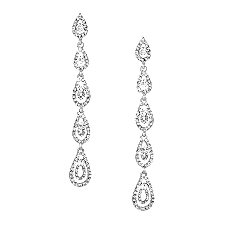Formal Crystal Teardrop Drop Earrings