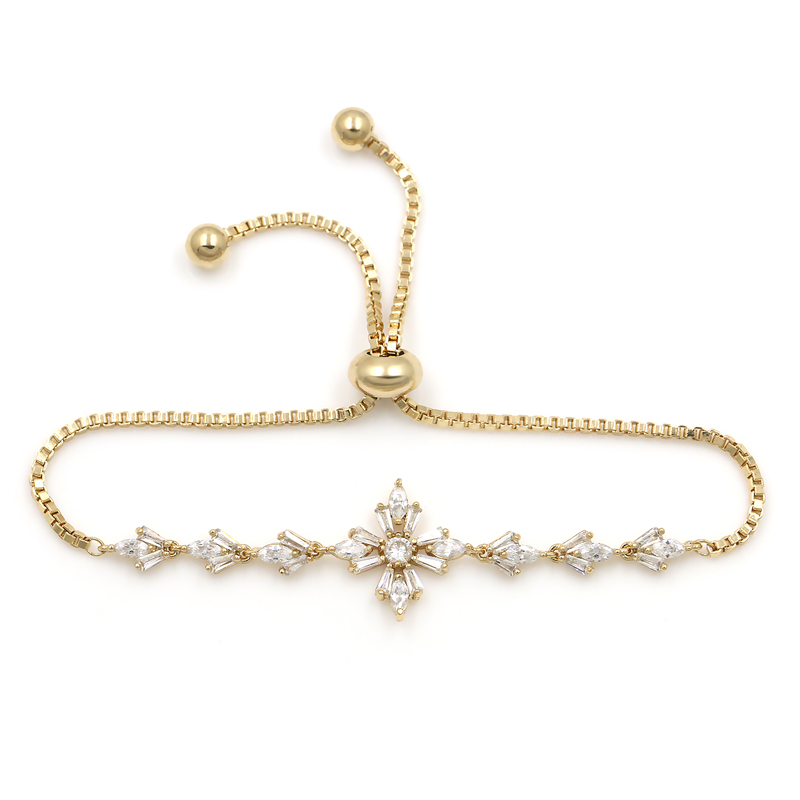 Gold Crystal Leaf Adjustable Bracelet