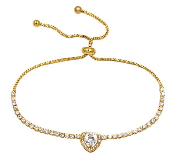 Gold Heart Tennis Bracelet