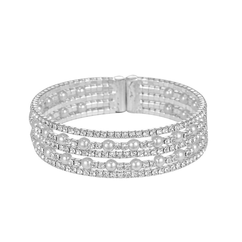 Layered Pearl Crystal Bracelet