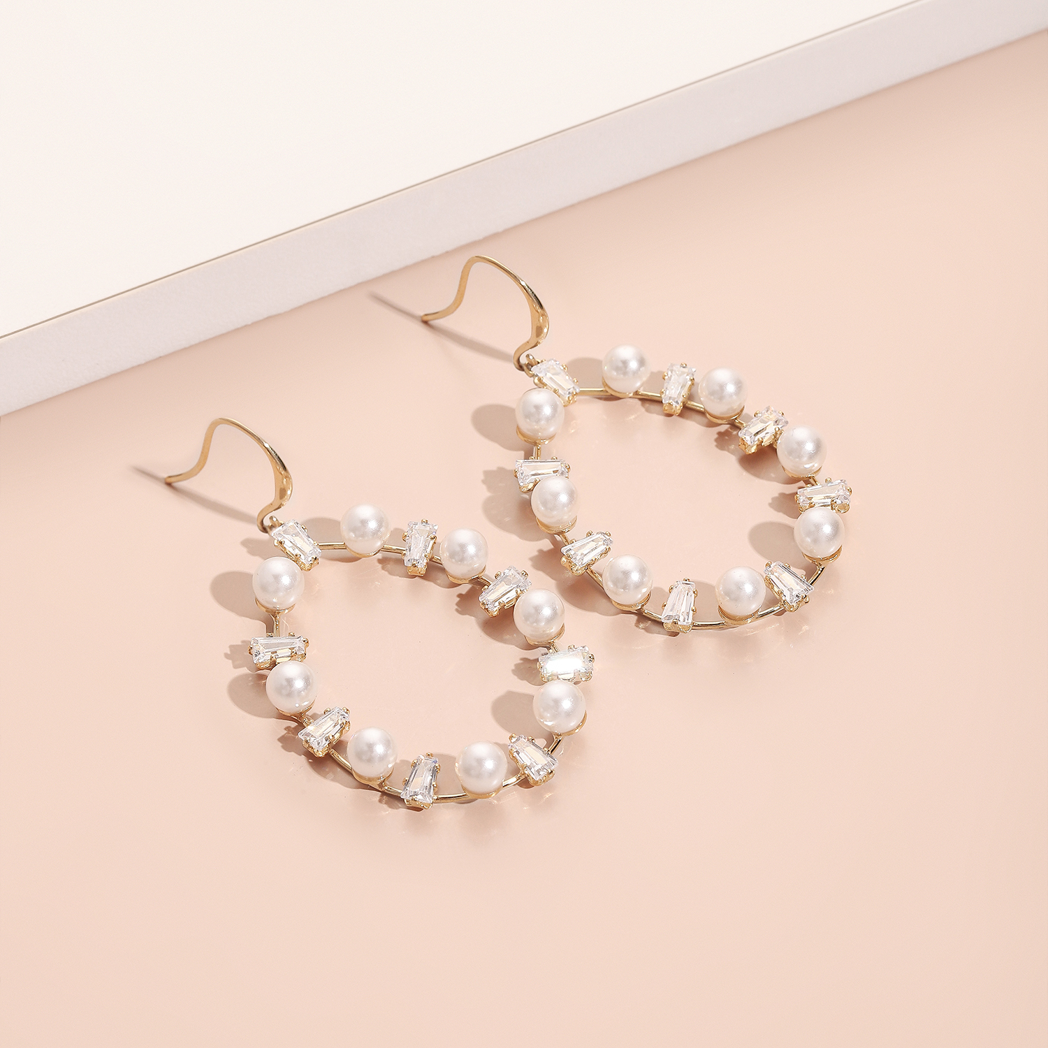 Mother of the Bride Gold Pearl Hoop Earrings