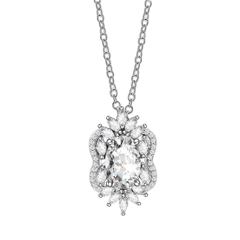 Oval Halo Formal Necklace Set