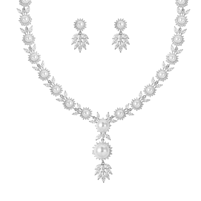 Pearl Floral Bridal Set