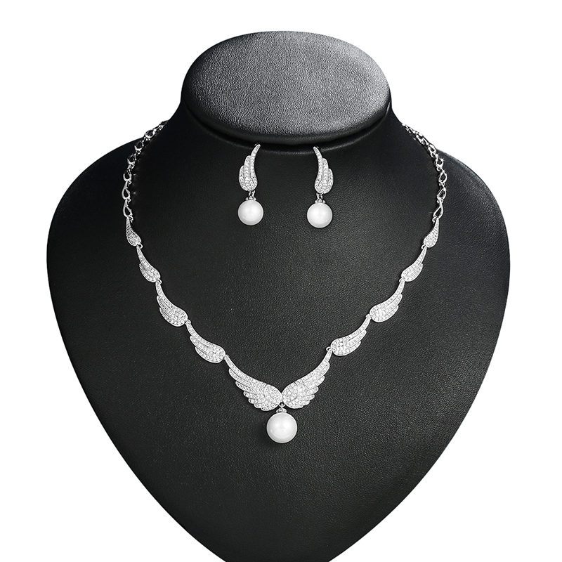 Pearl Leaf Bridal Necklace Set