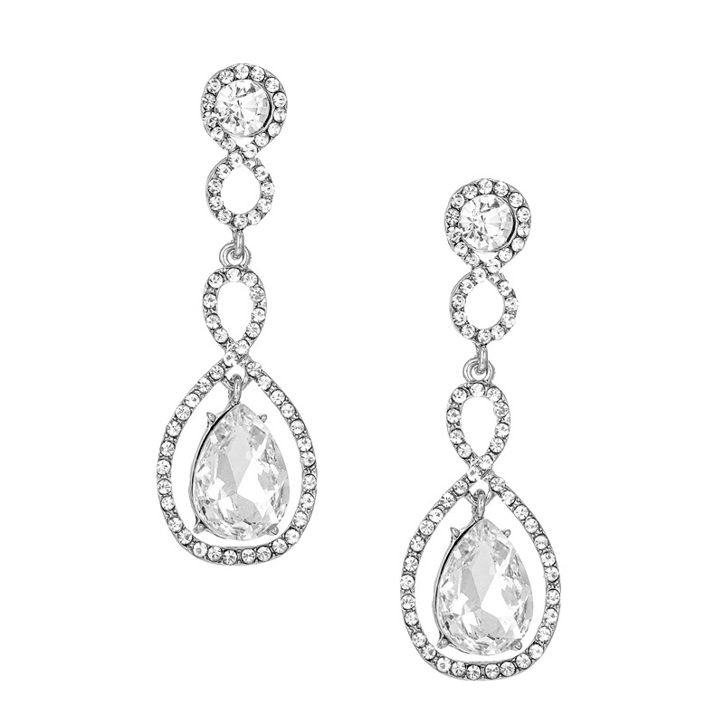Prom Crystal Teardrop Statement Earrings