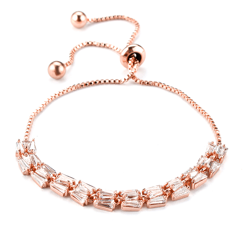 Rose Gold Baguette Crystal Bracelet