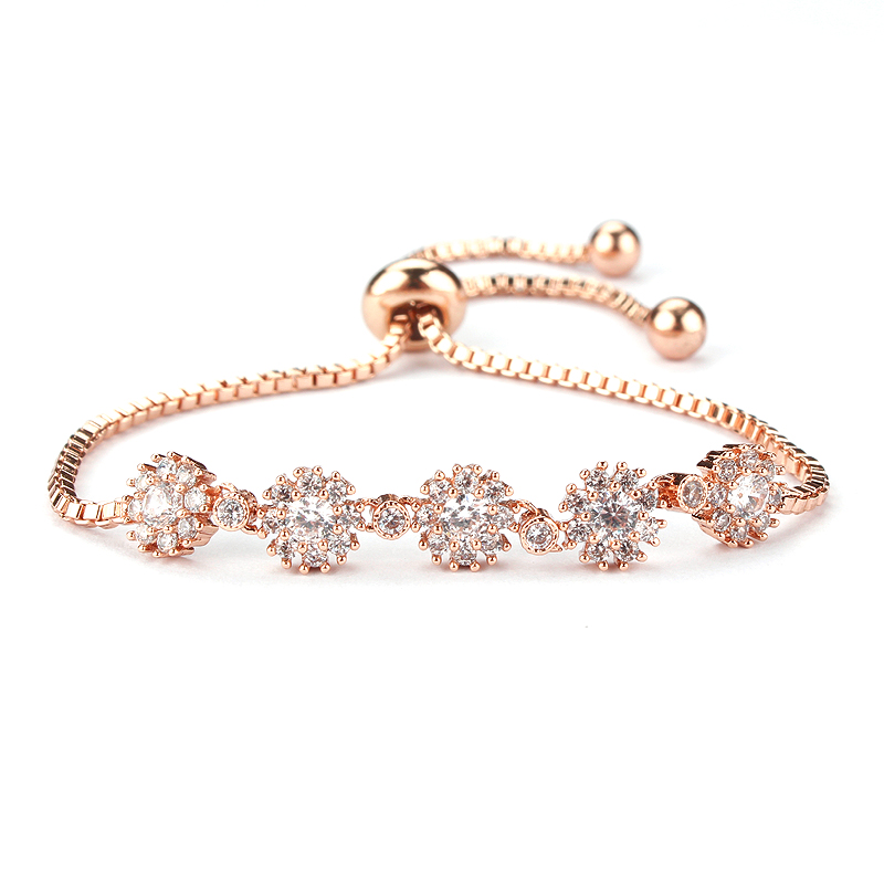 Rose Gold Floral Crystal Bracelet