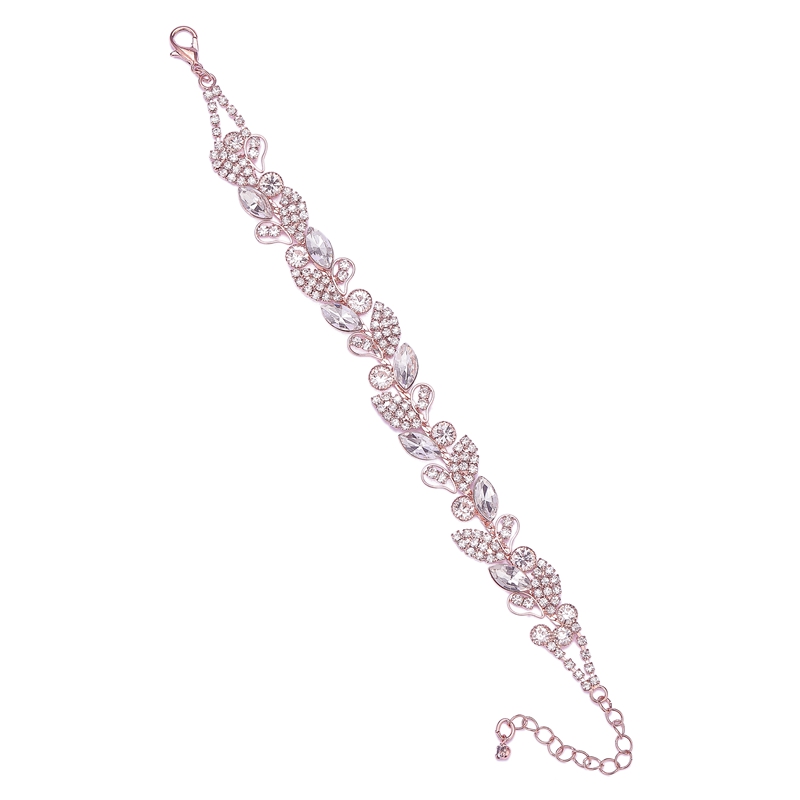 Rose Gold Floral Leaf Bracelet