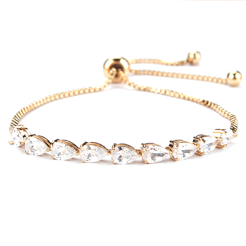 Rose Gold Pear Crystal Bracelet