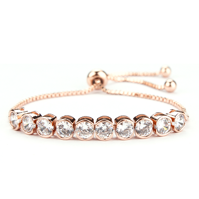 Rose Gold Round Crystal Tennis Bracelet