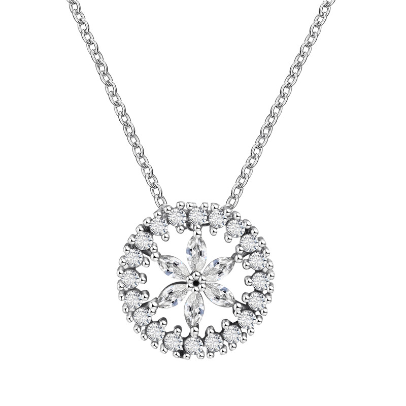 Round Floral CZ Necklace Set