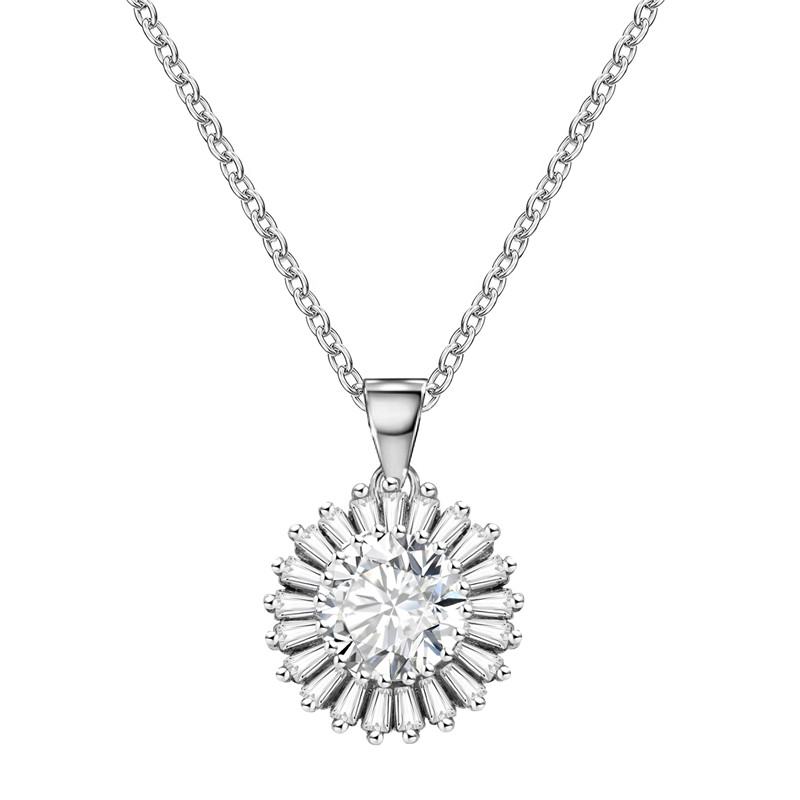 Round Sunburst CZ Necklace Set