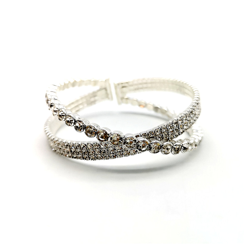 Silver Cross Crystal Bangle