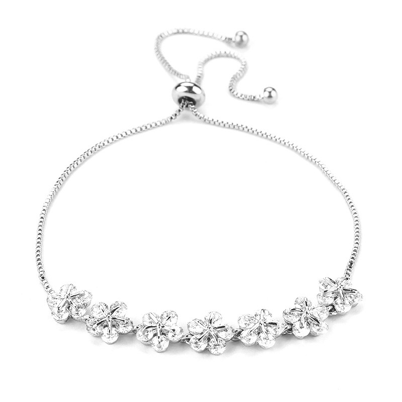 Silver Floral Cluster Bracelet