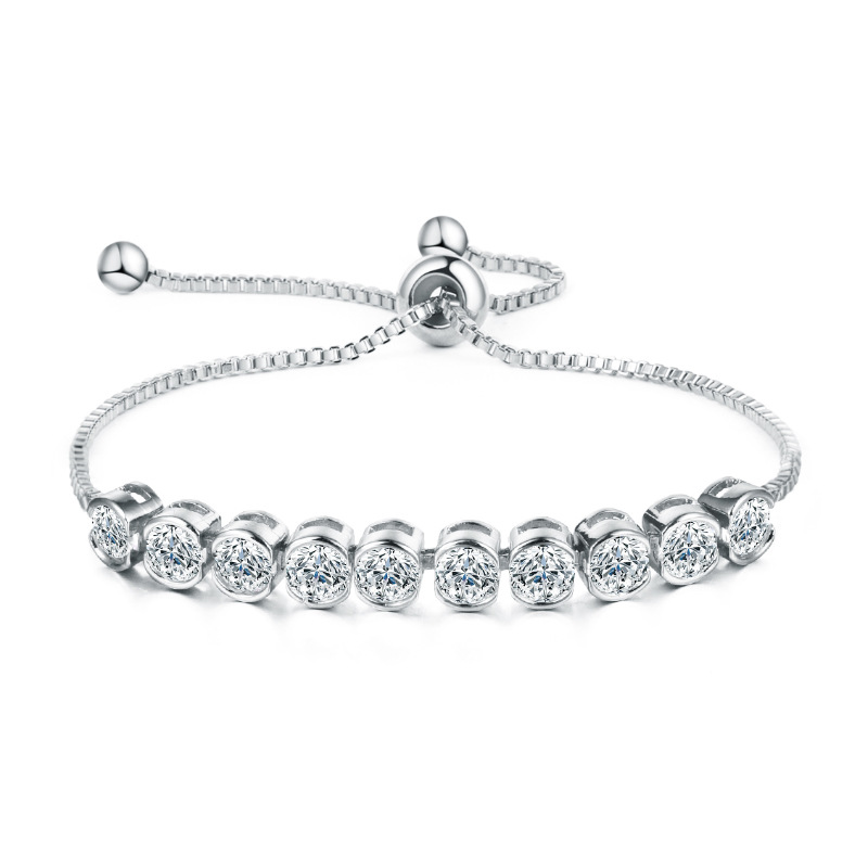Silver Round Crystal Tennis Bracelet