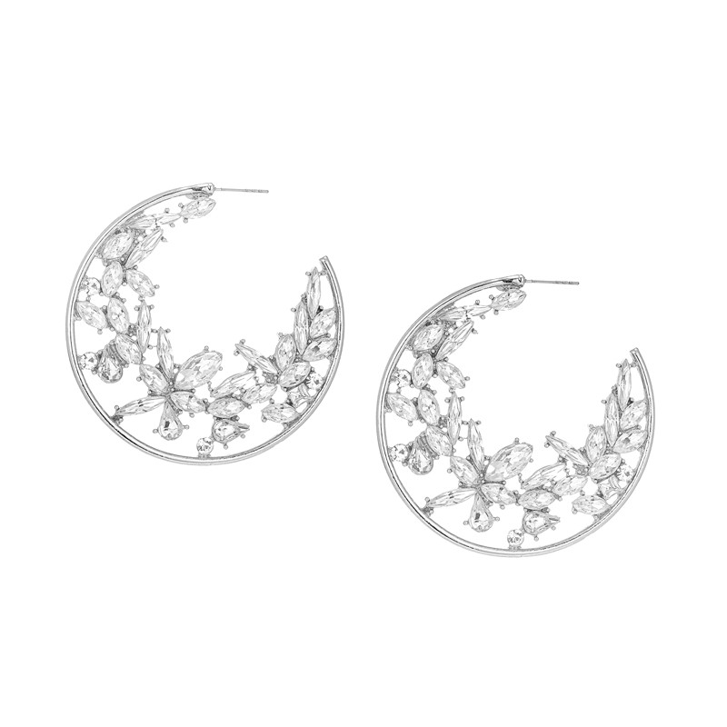 Wedding Guest Crystal Floral Earrings Style 01