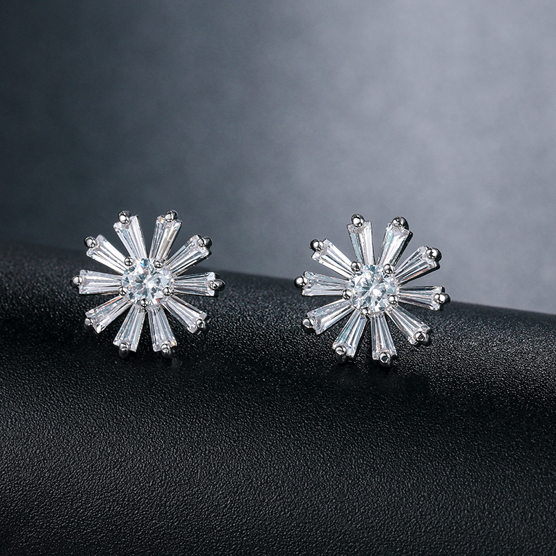 Wedding Guest Crystal Floral Earrings Style 03