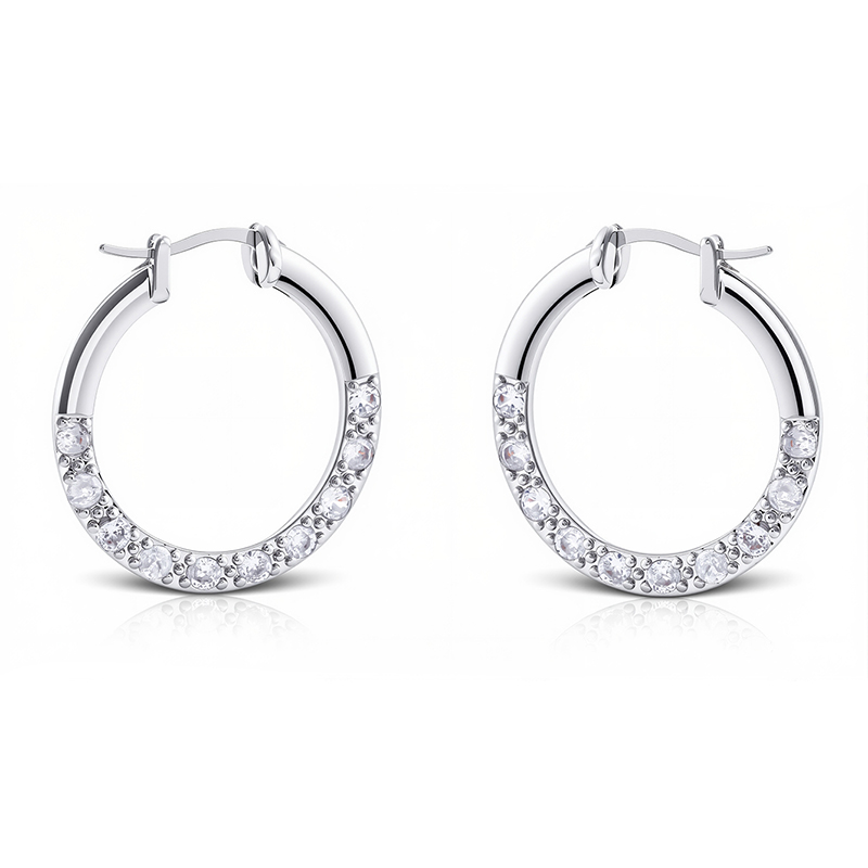 Wedding Guest Crystal Huggie Earrings Style 05