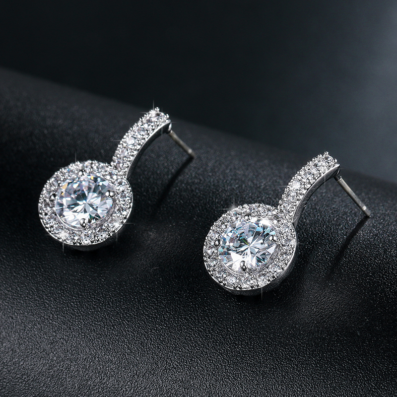 Wedding Guest Crystal Round Statement Earrings