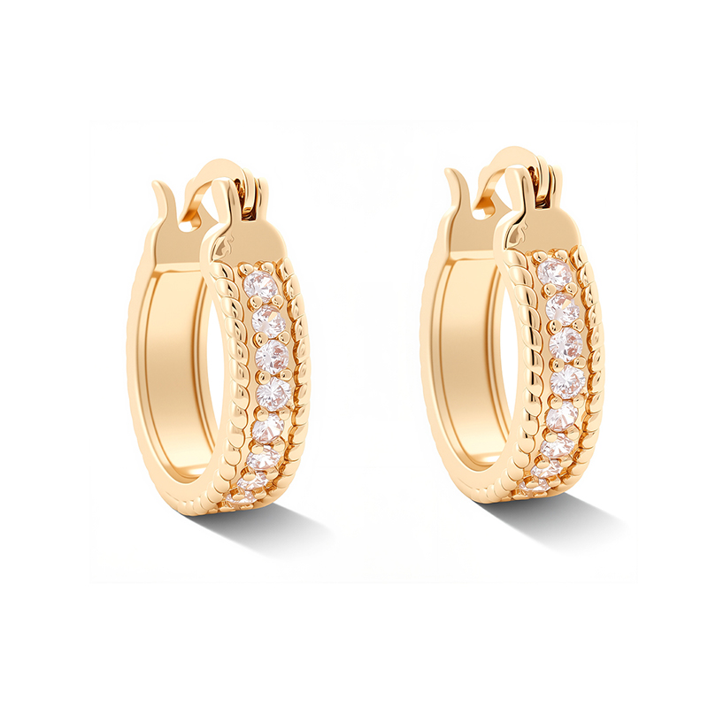 Wedding Guest Gold Huggie Earrings Style 01