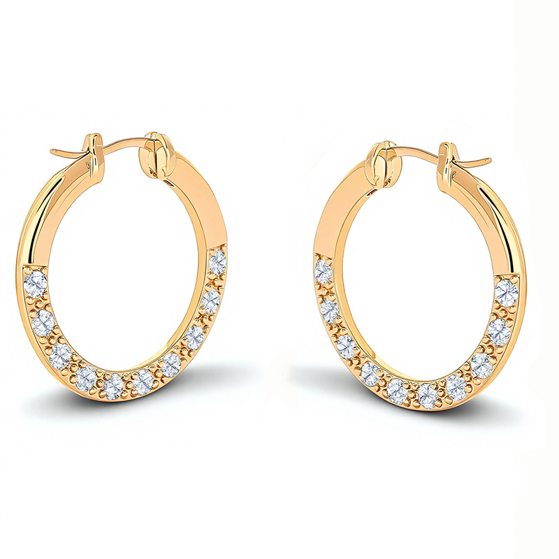 Wedding Guest Gold Huggie Earrings Style 02