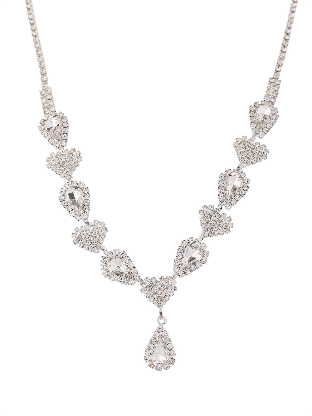 White Crystal Leaf Bridal Necklace Set