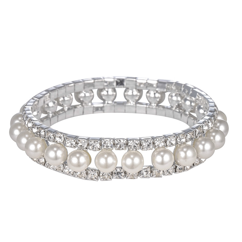 Wide Pearl Crystal Bracelet